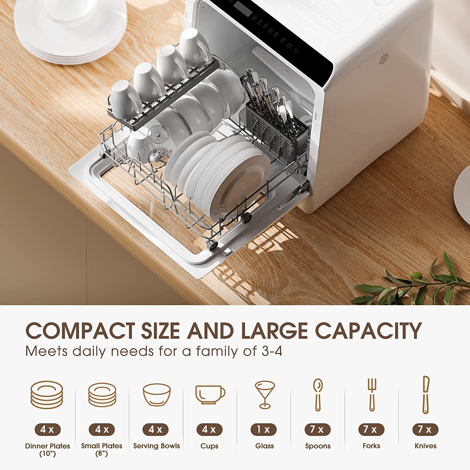 NOVETE Compact Dishwashers Portable Countertop Dishwasher