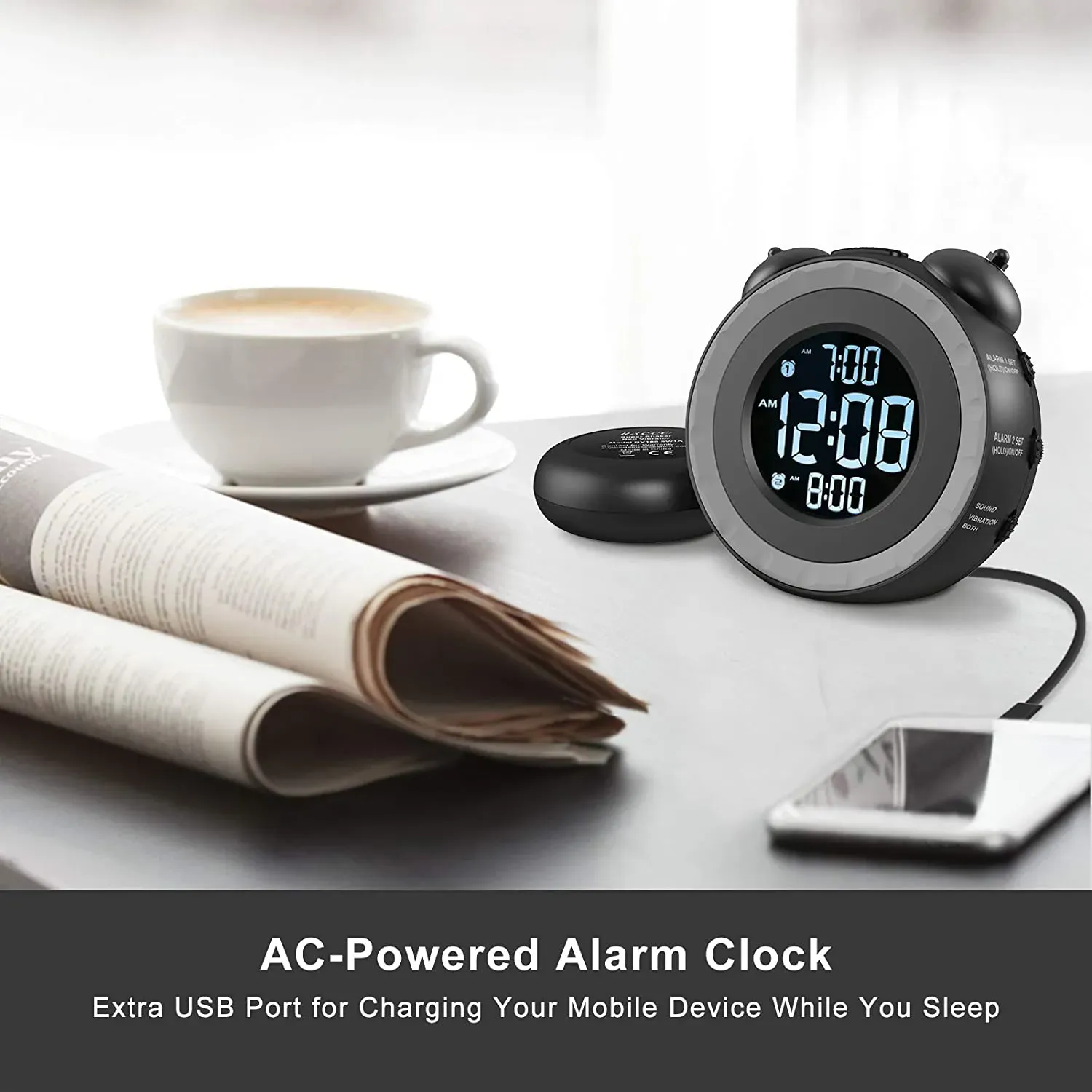 USCCE Loud Dual Alarm Clock