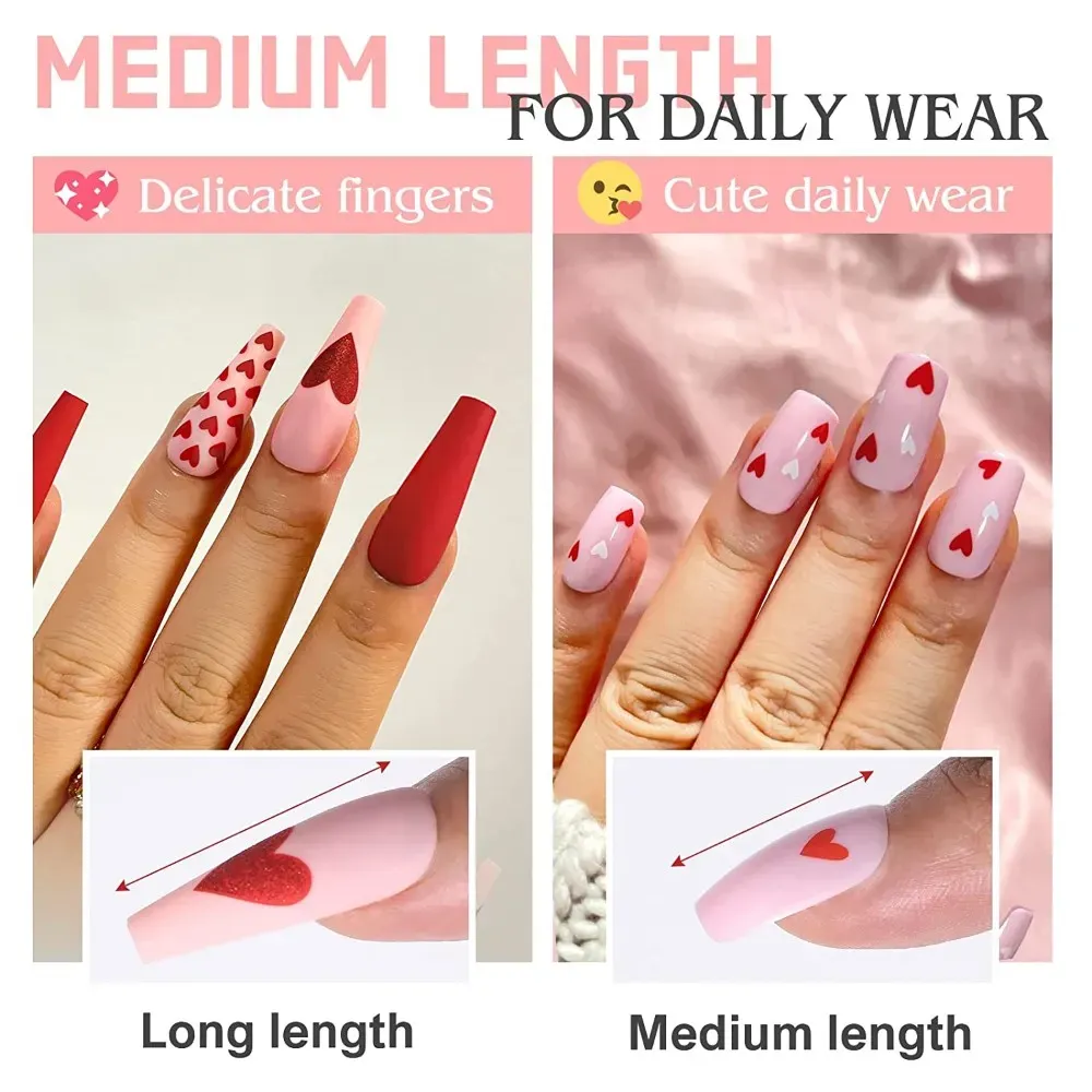 pink heart nails