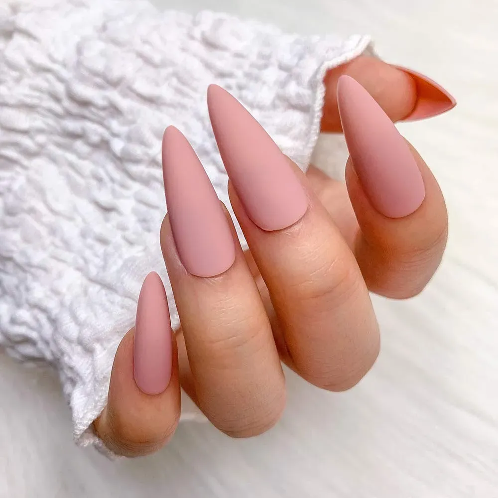 matte pink nails