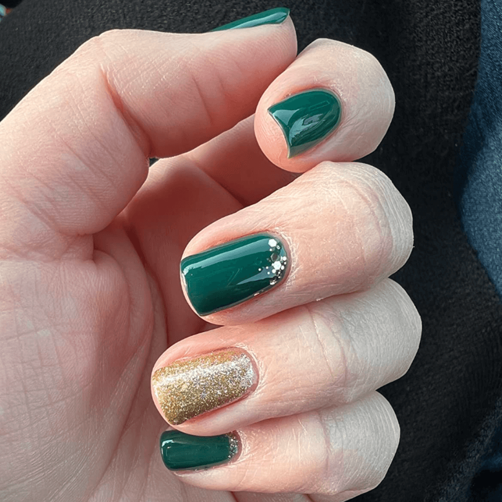 gold and green nails