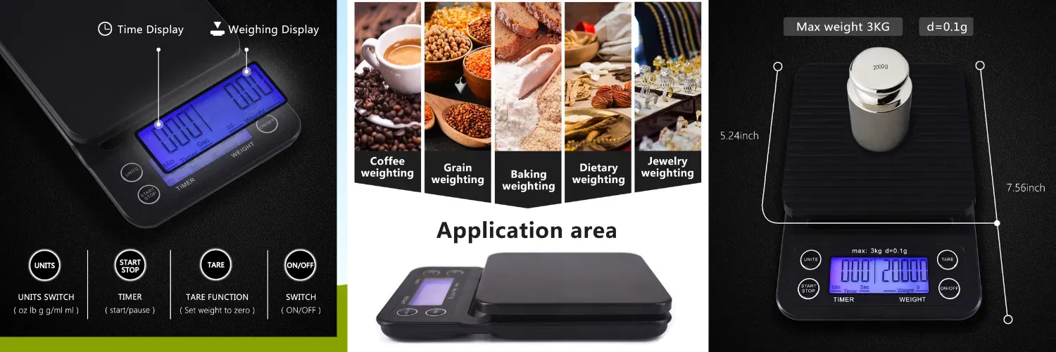 BAGAIL BASICS Coffee Scale with Timer, 0.1g High Precision Kitchen