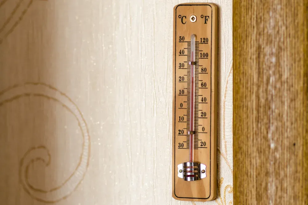 where should a thermometer be placed in a room